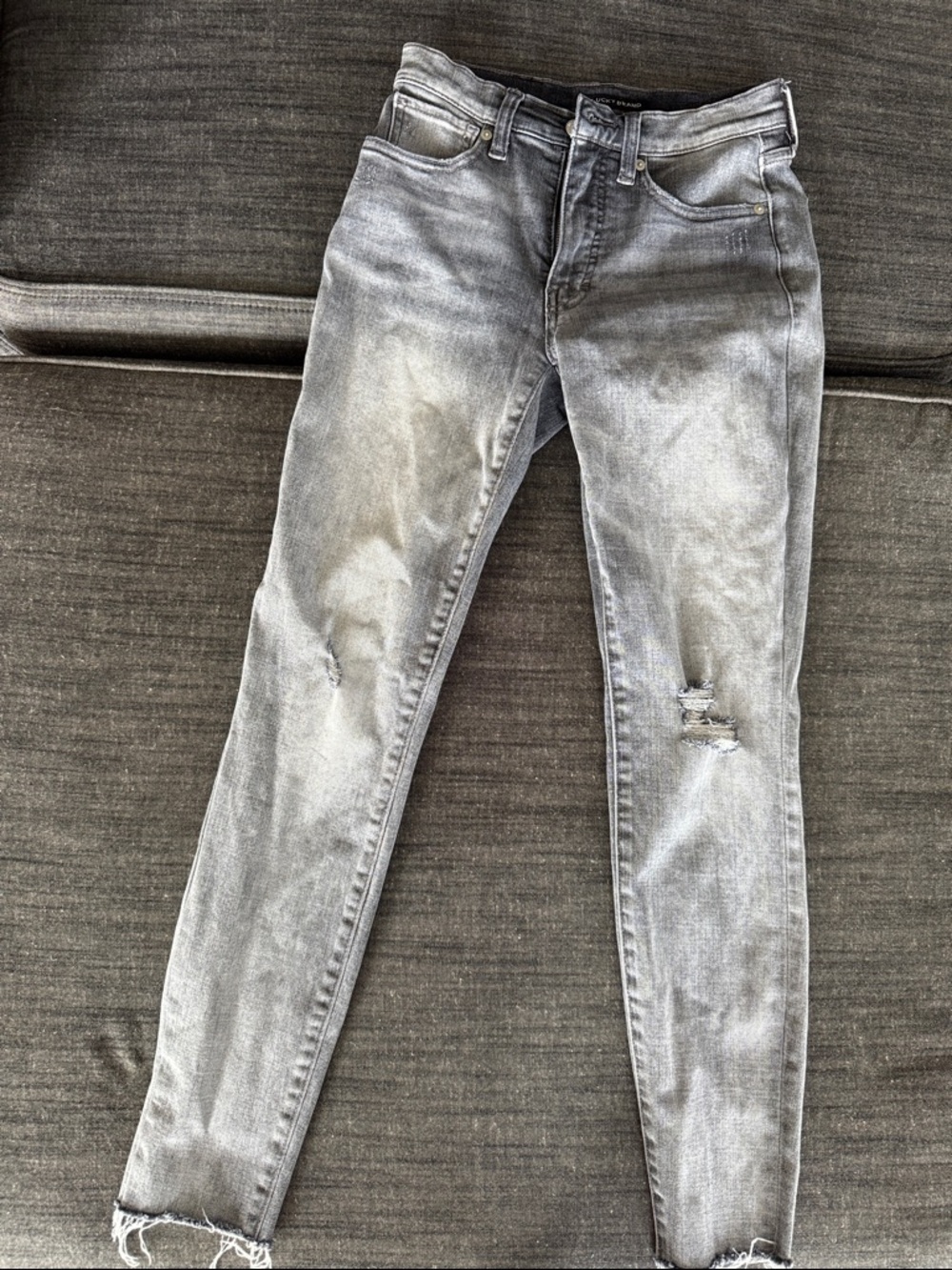 Lucky Brand Women's Grey Distressed High Rise “Bridgette”Skinny Jeans